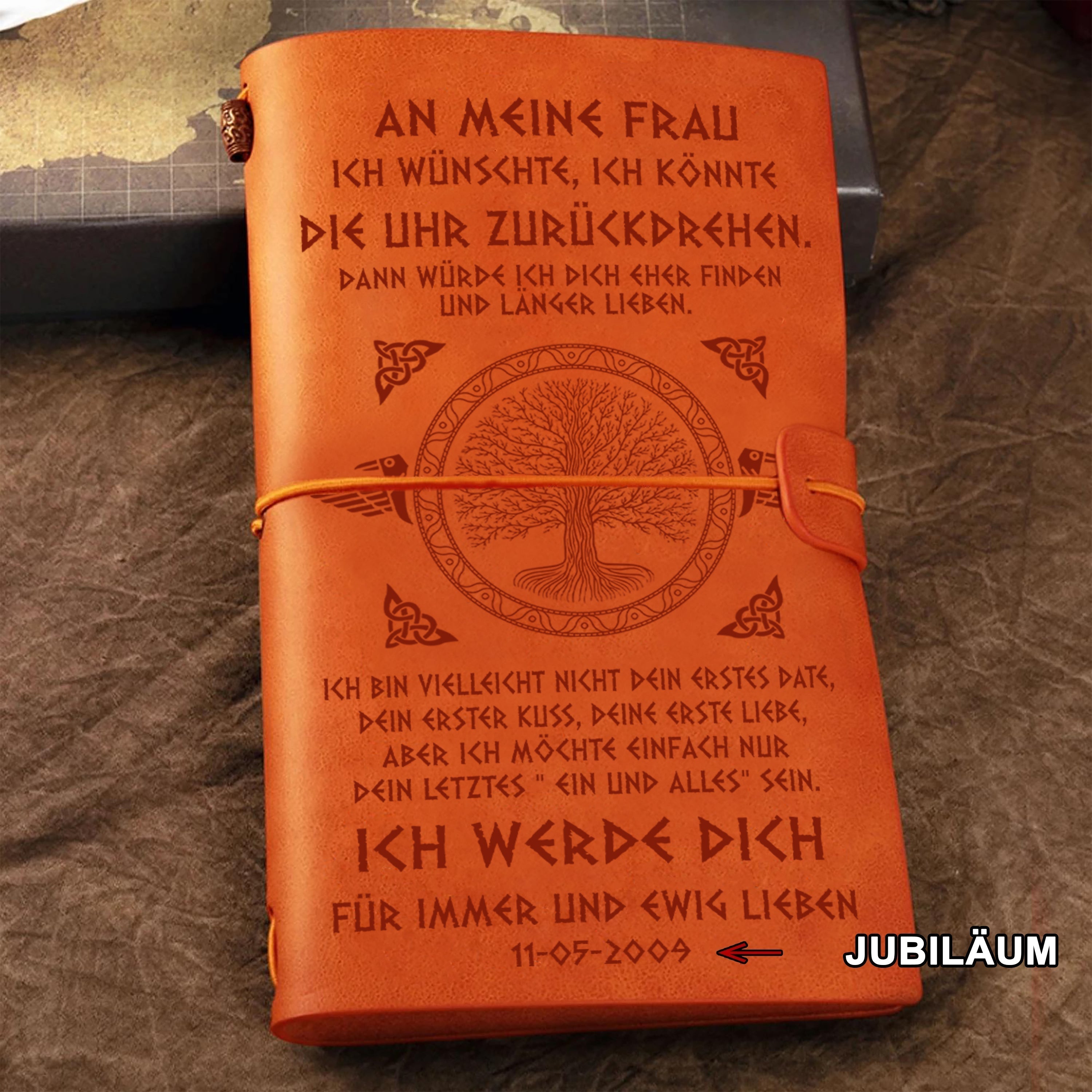 Wikinger-Vintage-Journal-Notizbuch Ehemann zu Ehefrau Ich wünschte, ich könnte die Uhr zurückdrehen