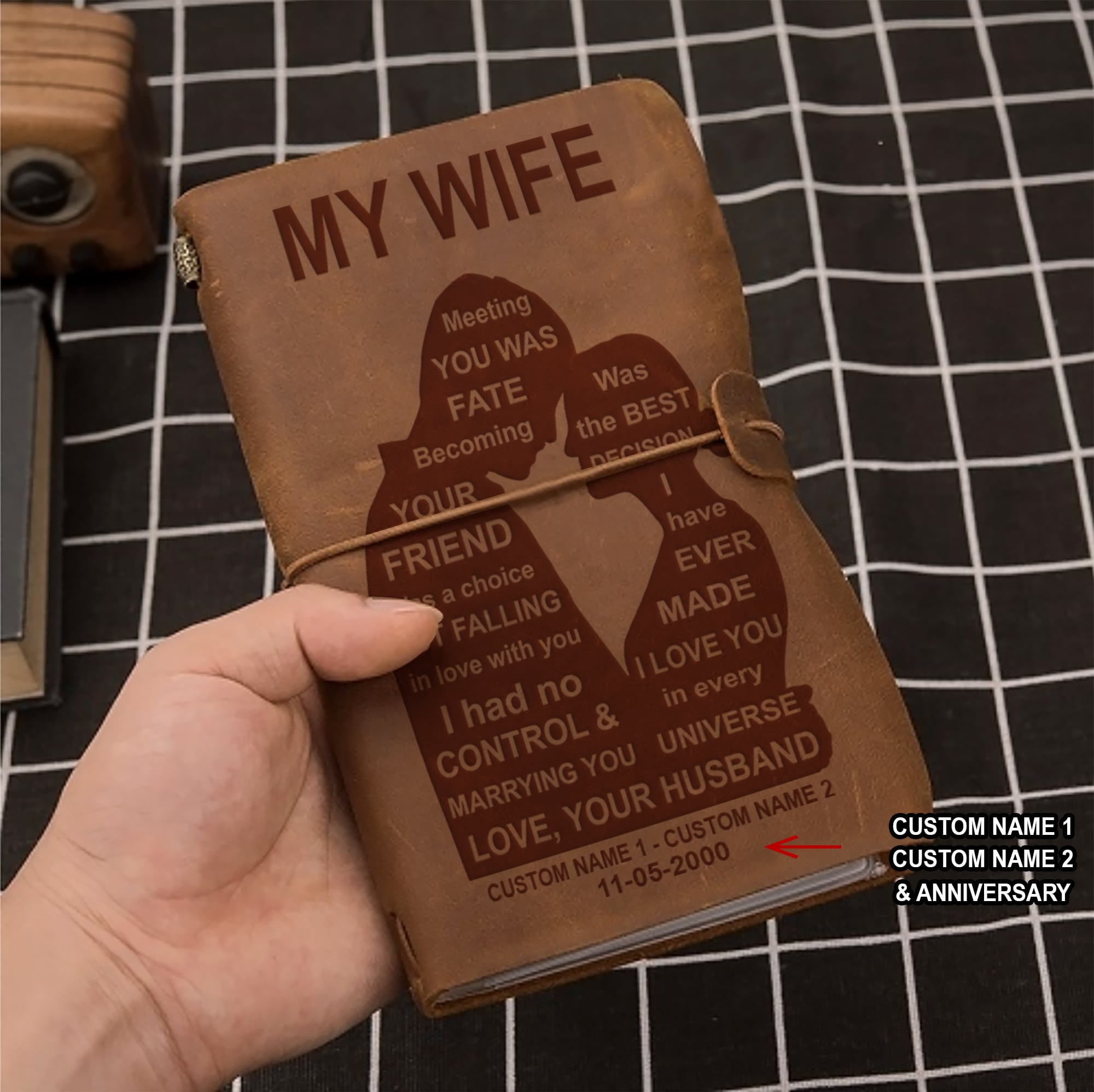 Perfect for anniversaries, birthdays, or just because-Vintage Journal Husband to wife I wish i could turn back the clock