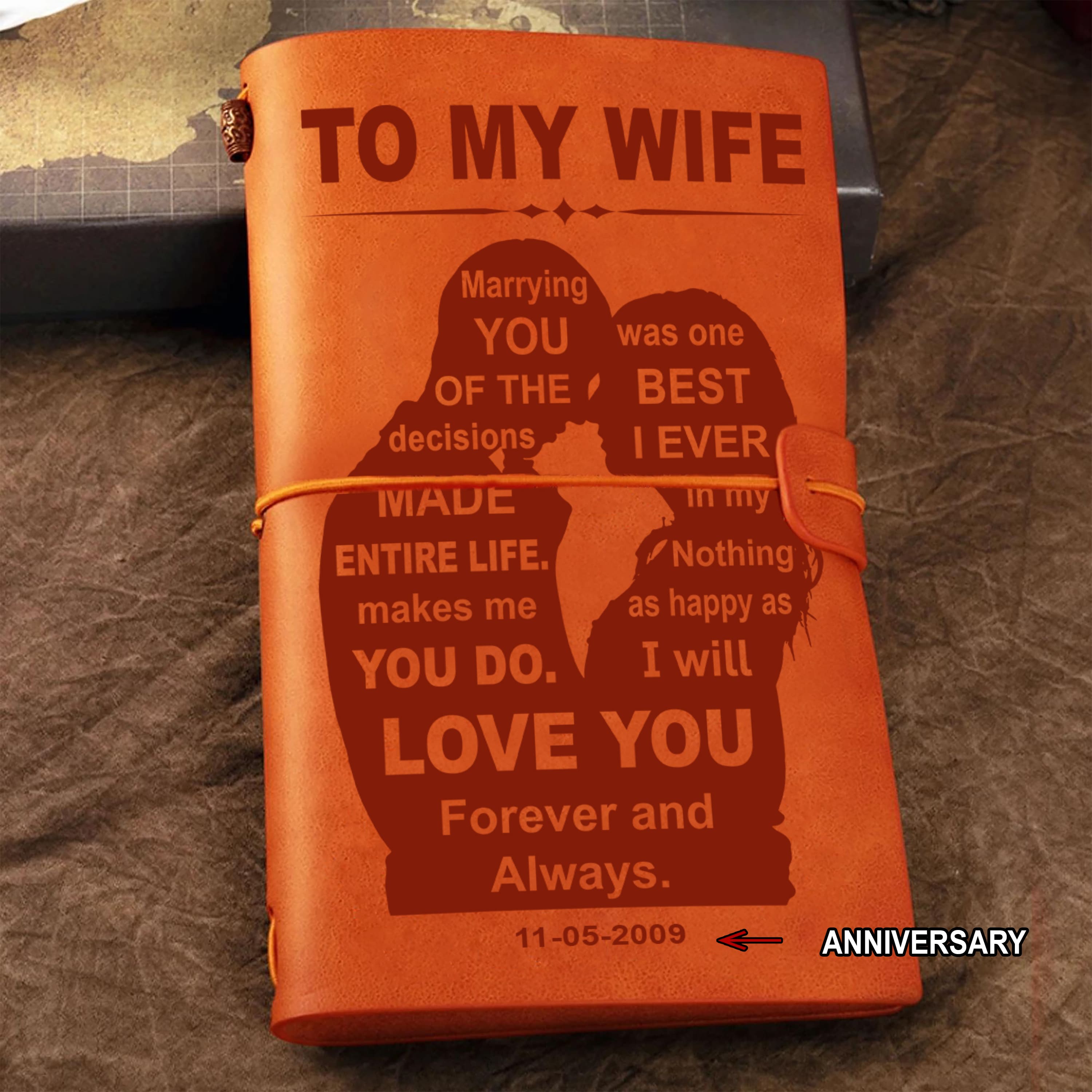 Perfect for anniversaries, birthdays, or just because-Vintage Journal Husband to wife Meeting you was fate